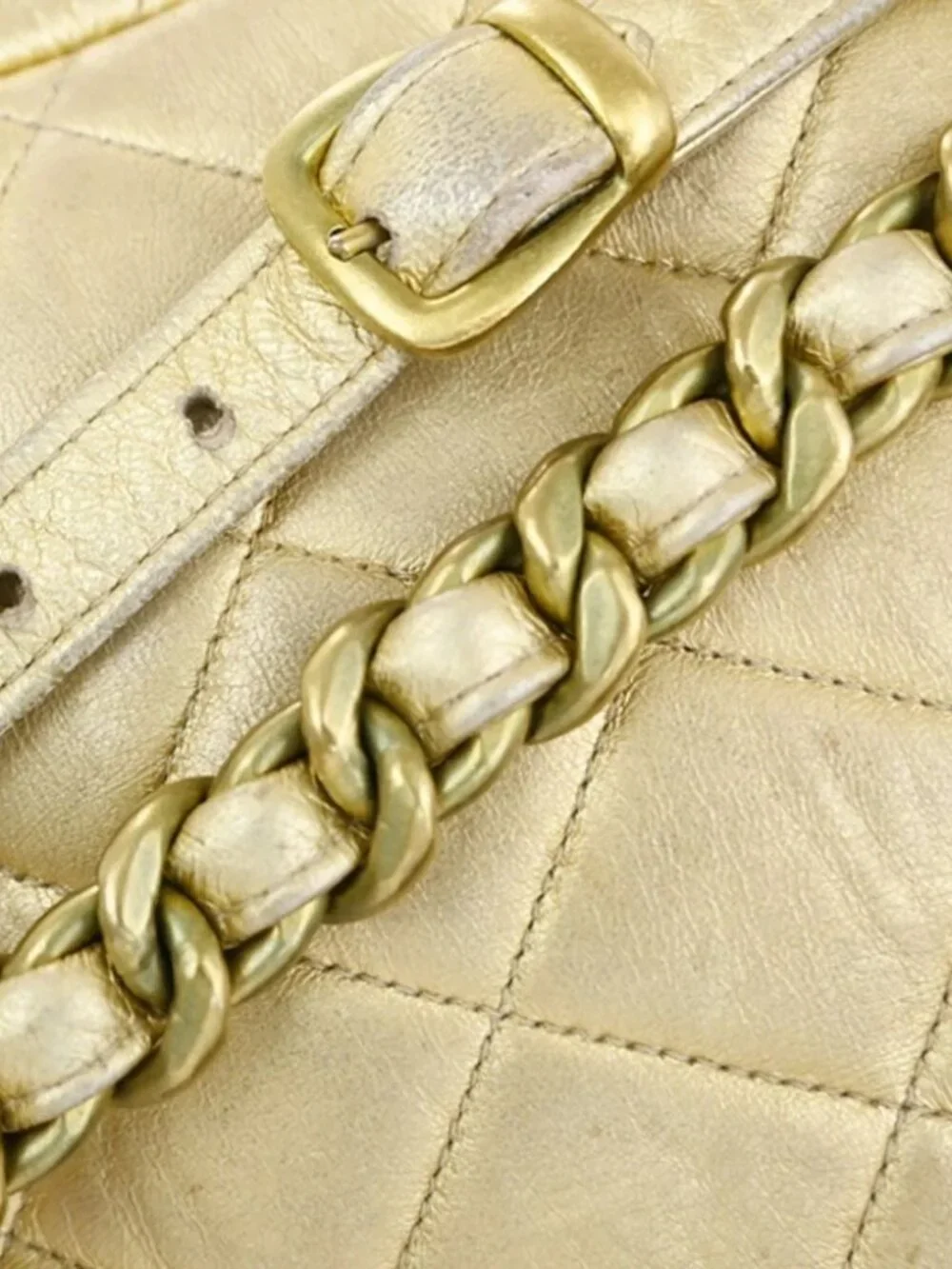 CHANEL CC Logo Duma Matelasse Chain Backpack Bag Leather Gold Vintage